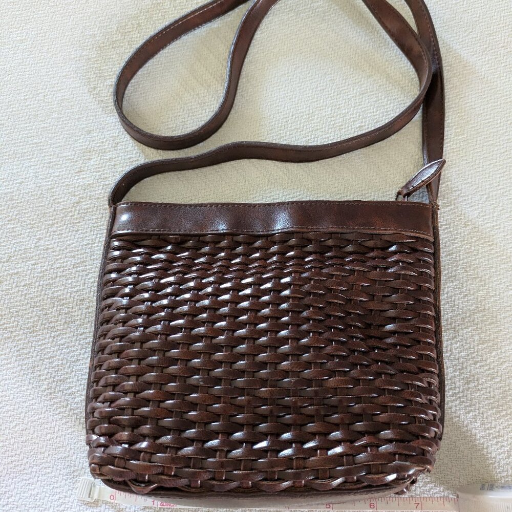 AMANDA SMITH - SHOULDER/CROSSBODY - BROWN LEATHER WOVEN PURSE